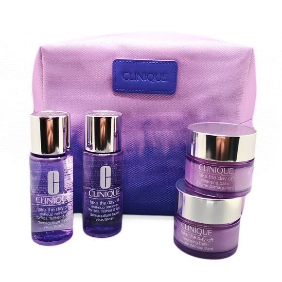 CLINIQUE Take The Day Off Makeup Remover Bundle with Purple Ombre Bag - Picture 1 of 9